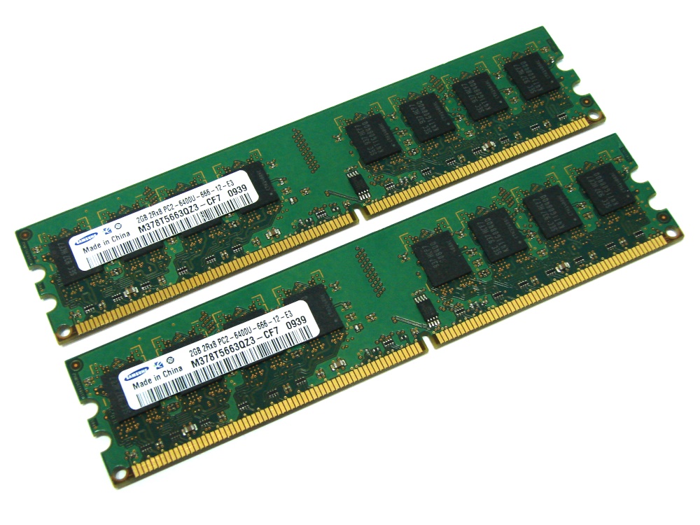 Samsung M378T5663QZ3-CF7 4GB (2 x 2GB Kit) PC2-6400U-666-12-E3 2Rx8 800MHz 240-pin DIMM, Non-ECC DDR2 Desktop Memory - Discount Prices, Technical Specs and Reviews