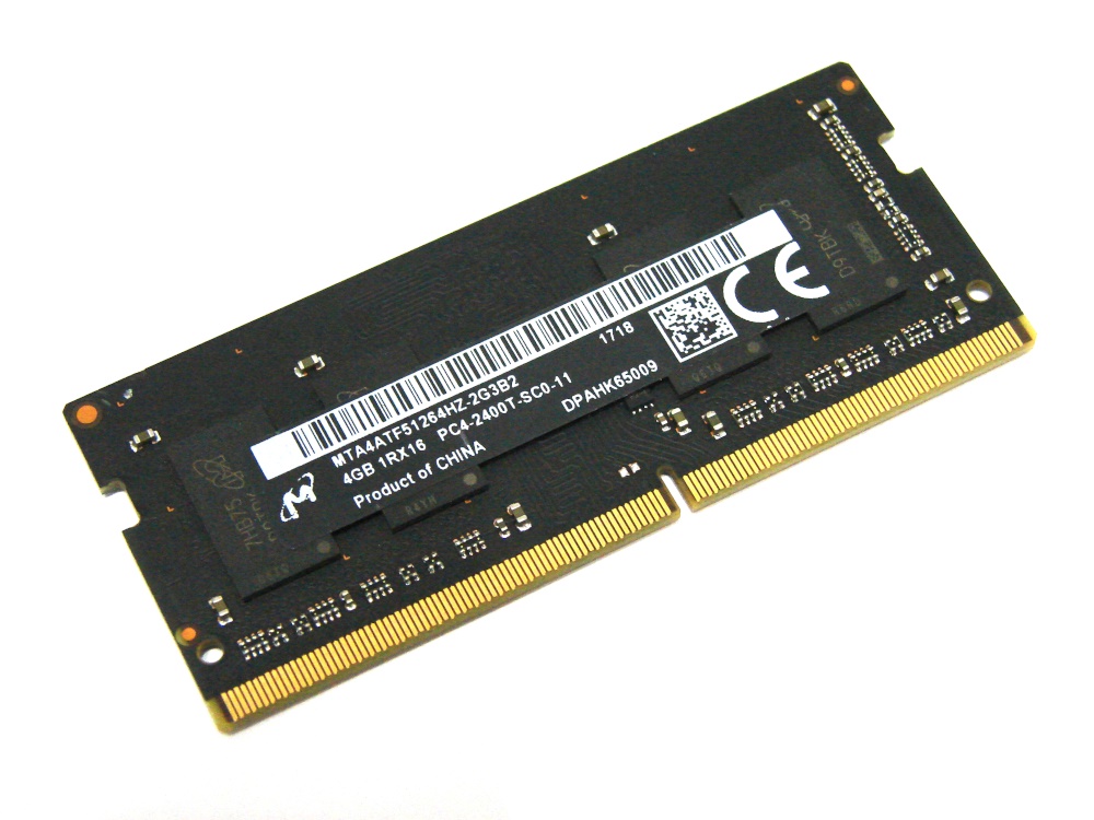 Micron MTA4ATF51264HZ-2G3B2 4GB PC4-2400T-SC0-11 1Rx16 2400MHz PC4-19200 260pin Laptop / Notebook SODIMM CL17 1.2V Non-ECC DDR4 Memory - Discount Prices, Technical Specs and Reviews (Black)