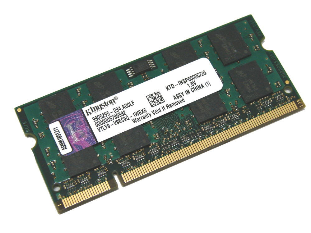 (image for) Kingston KTD-INSP6000C/2G 2GB PC2-6400S 800MHz 2Rx8 200pin Laptop / Notebook Non-ECC SODIMM CL6 1.8V DDR2 Memory - Discount Prices, Technical Specs and Reviews