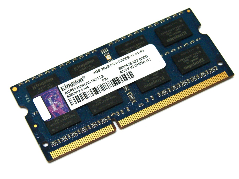 Kingston ACR512X64D3S16C11G 4GB PC3-12800S-11-11-F3 1600MHz 2Rx8 204pin Laptop / Notebook SODIMM CL11 1.5V Non-ECC DDR3 Memory - Discount Prices, Technical Specs and Reviews
