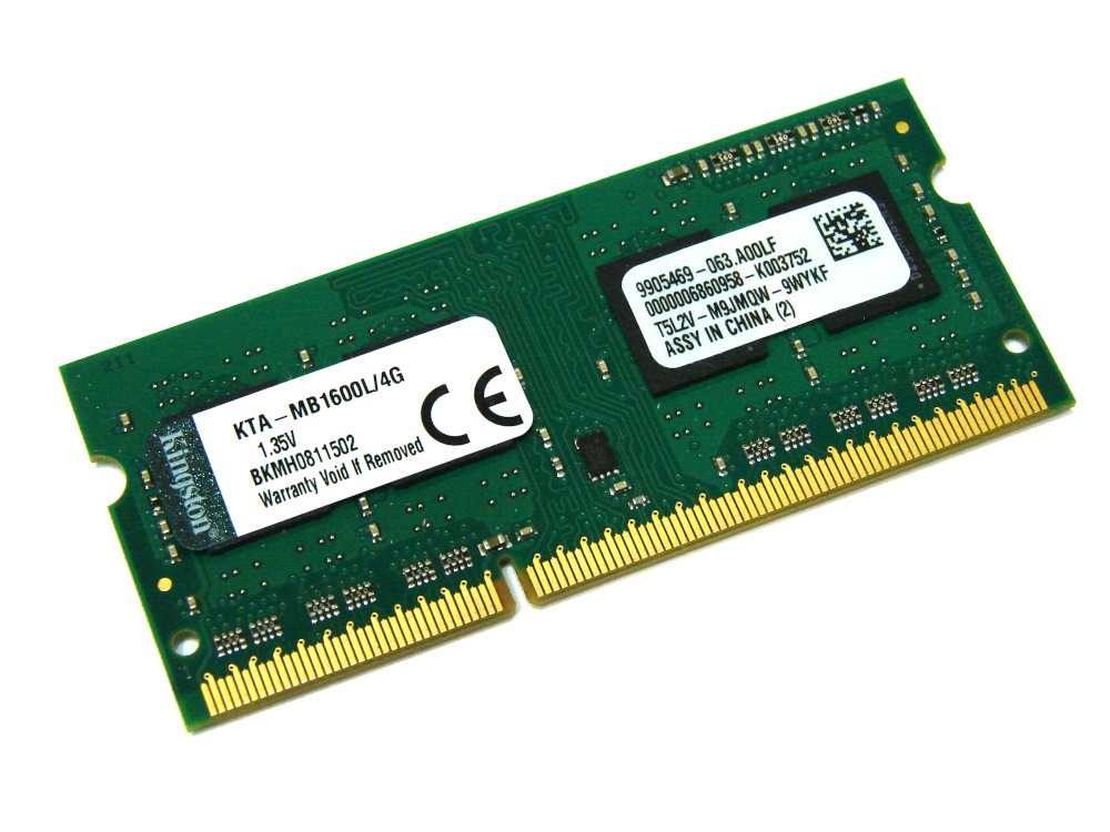 (image for) Kingston KTA-MB1600L/4G 4GB PC3-12800 1600MHz 204pin Laptop / Notebook SODIMM CL11 1.35V (Low Voltage) Non-ECC DDR3 Memory - Discount Prices, Technical Specs and Reviews